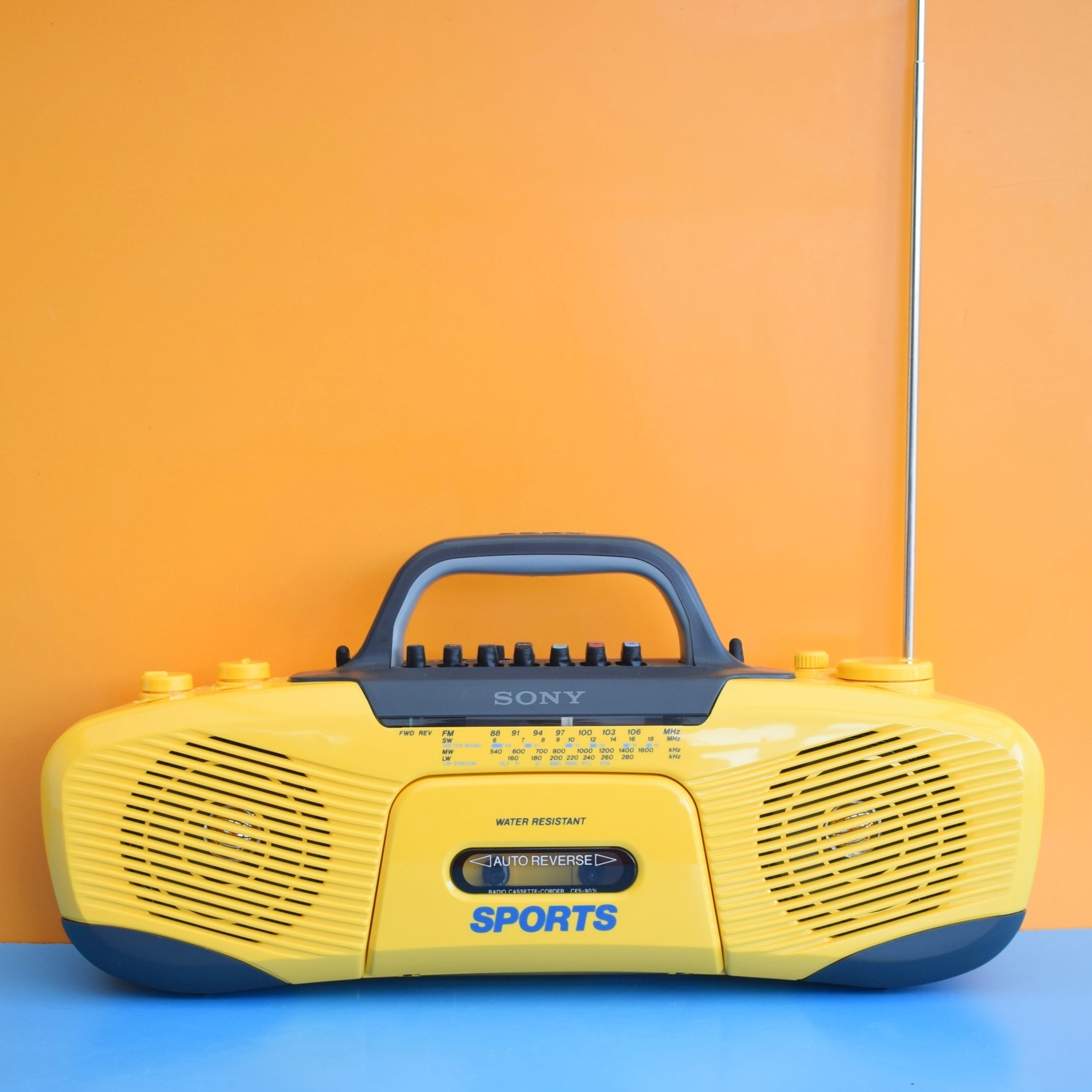 Vintage 1980s Sony Sports Boombox Yellow Pineapple Retro