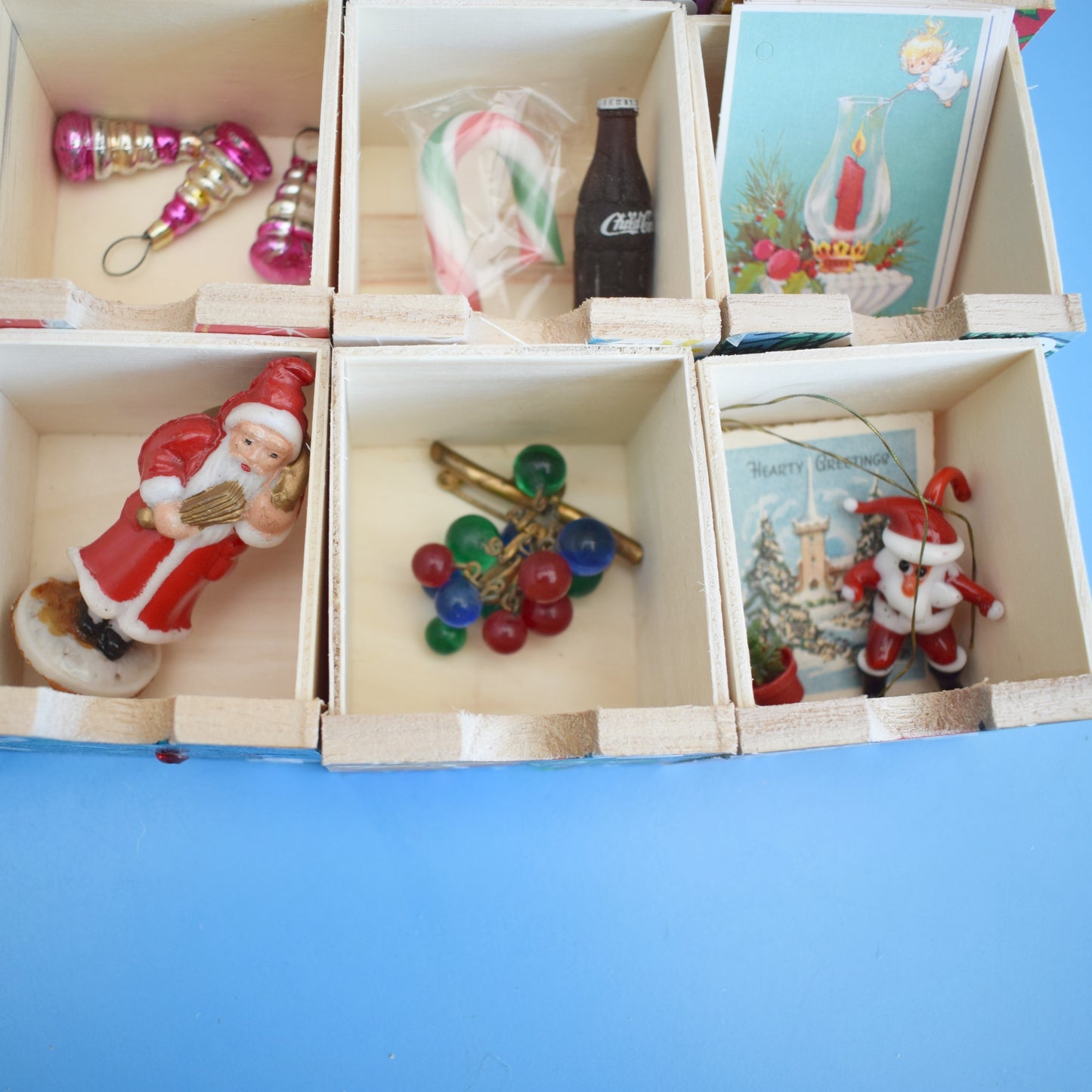 Unique Wooden Multi Drawer Advent Calendar - Vintage Papers - Patchwork