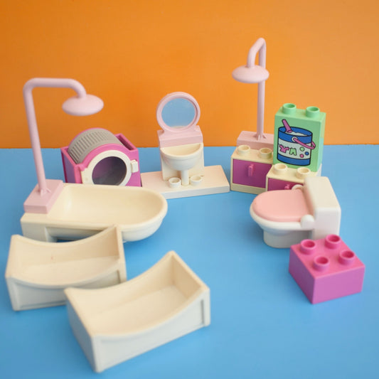 Vintage 1990s Duplo Bathroom/ Utility Room Set - Pink