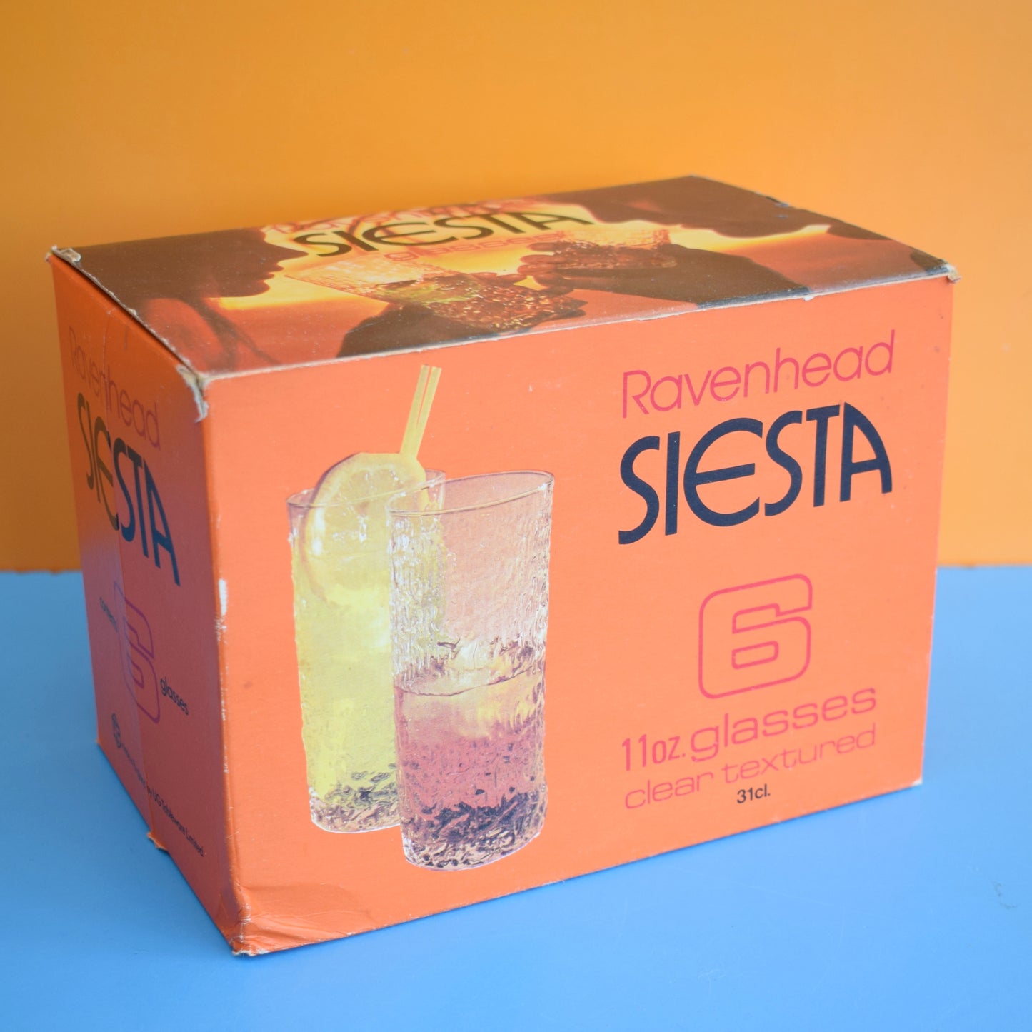 Vintage 1970s Set of High Ball Glasses - Ravenhead Siesta - Boxed