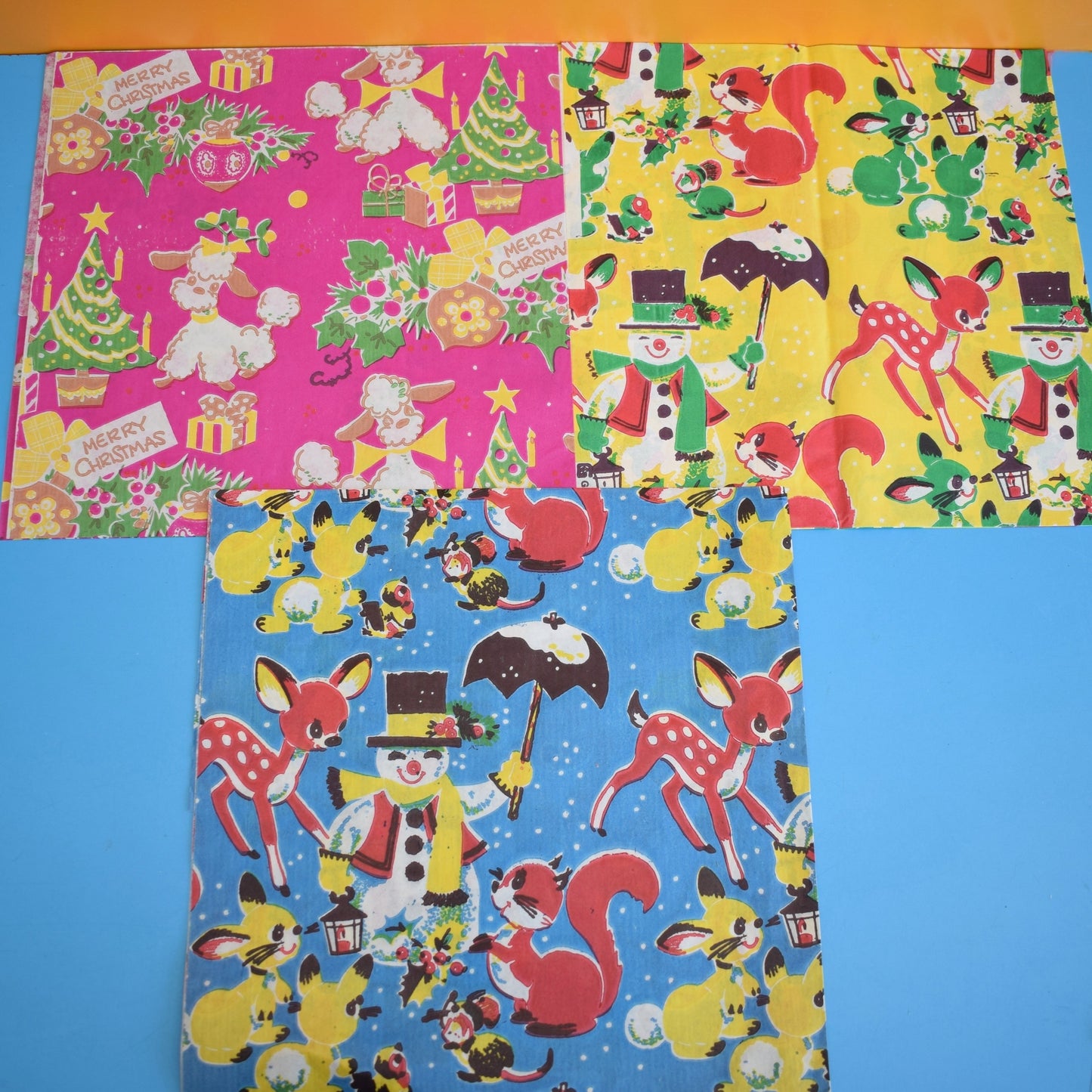 Vintage 1970s Christmas Wrapping Paper - Kitsch Animals