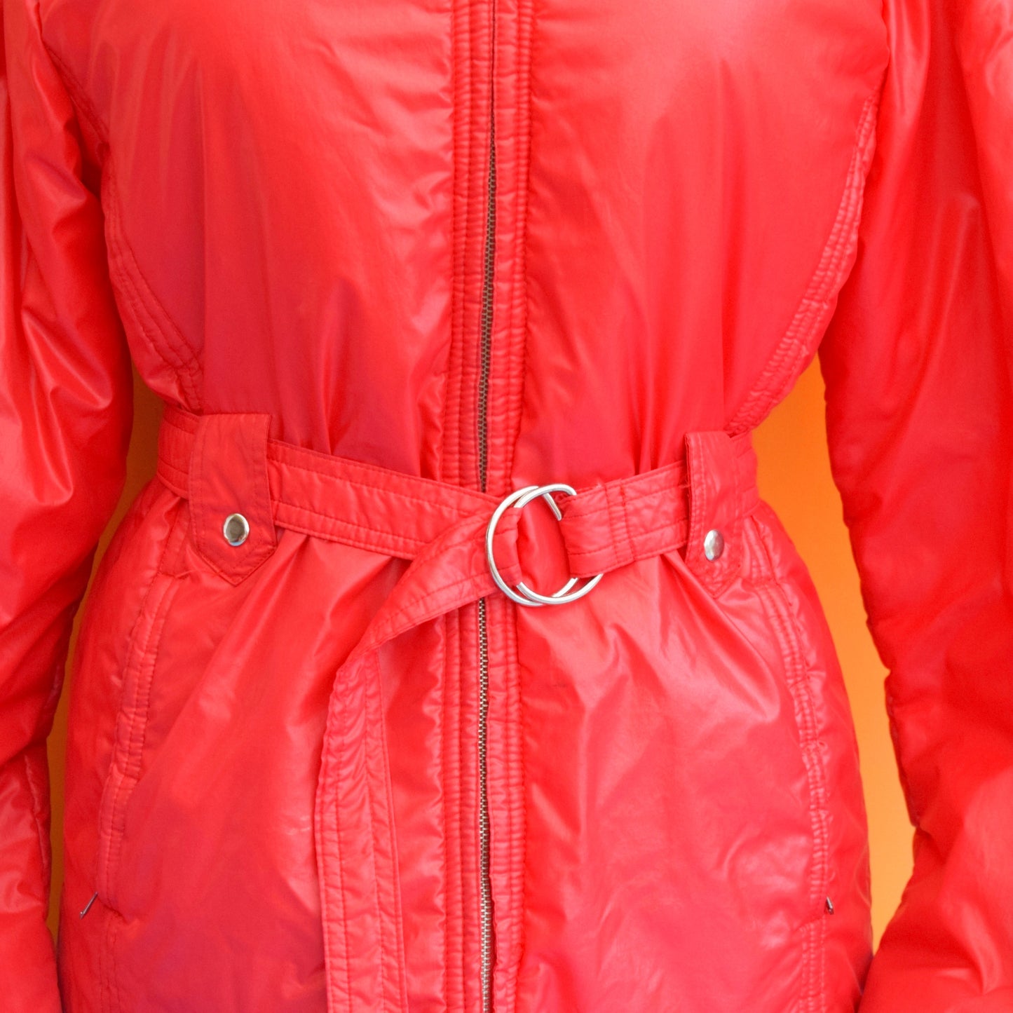 Vintage 1970s Fantastic Red Puffer Jacket - Size 12-14