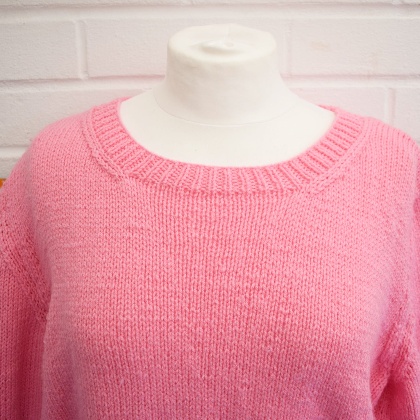 Vintage 1980s Warm Hand Knitted Jumper- Bubblegum Pink