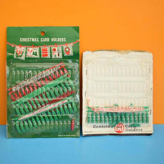 Vintage 1970s Christmas Card Hangers / Pegs .