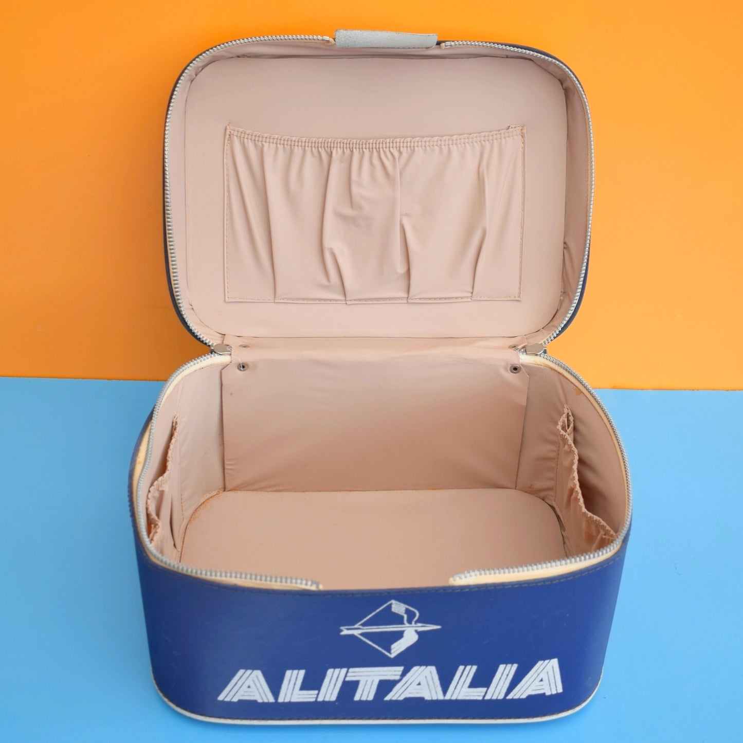 Vintage 1960s Vanity Flight Case - Alitalia - Blue