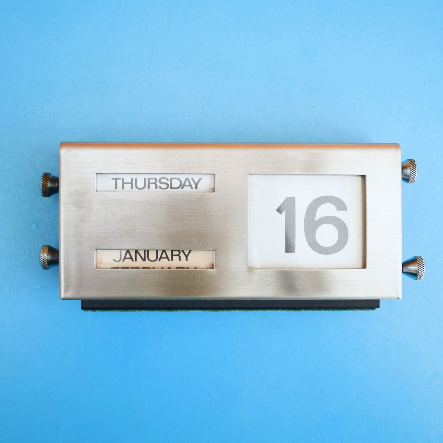 Vintage 1960s Brushed Stainless Steel Perpetual Calendar