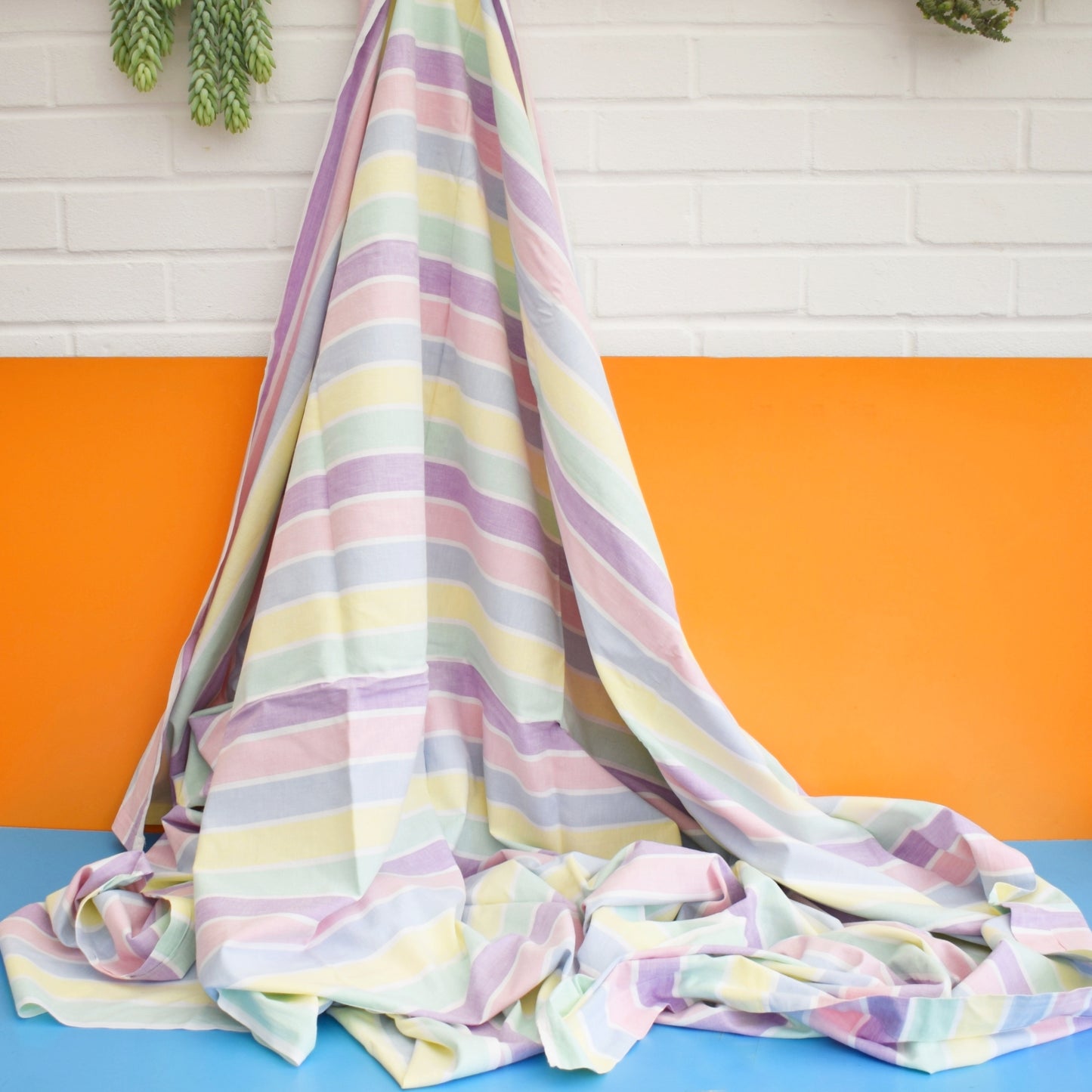 Vintage 1970s Sheet- Candy Stripe Pastel