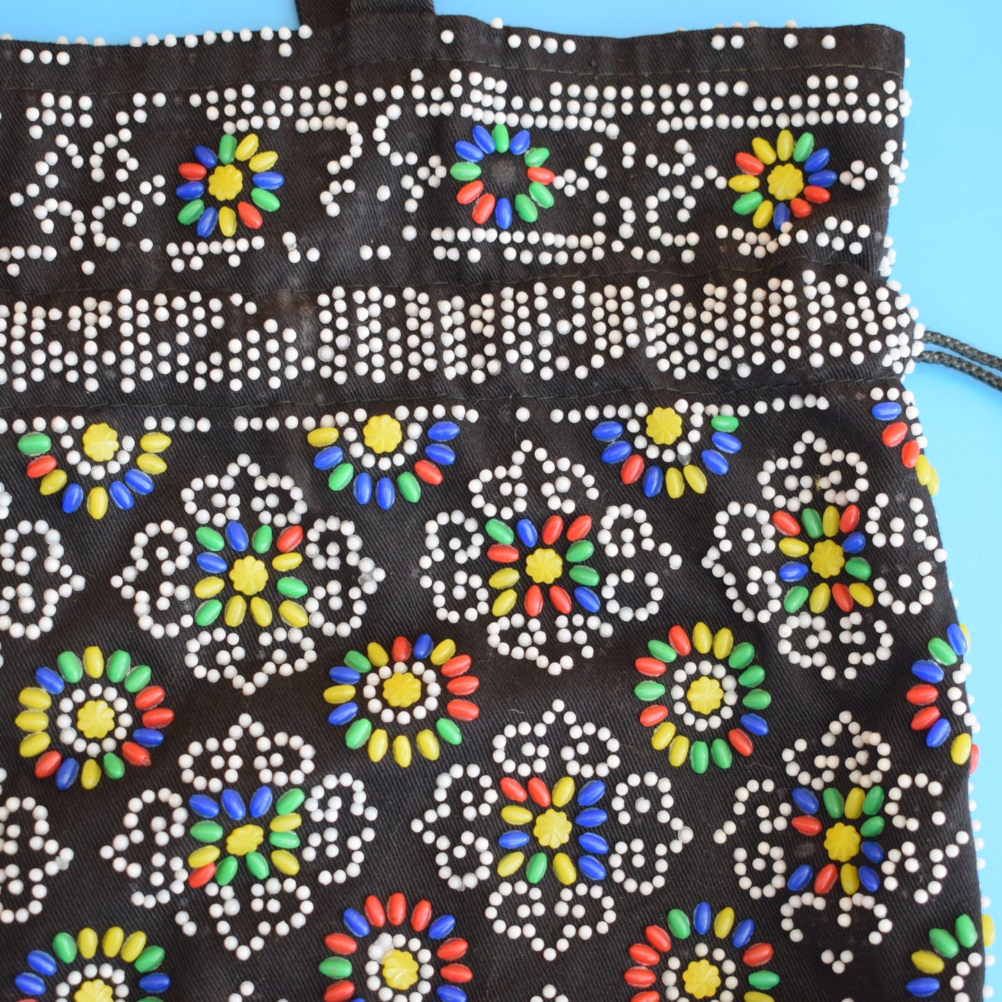 Vintage 1970s Beaded Handbag - Flowers