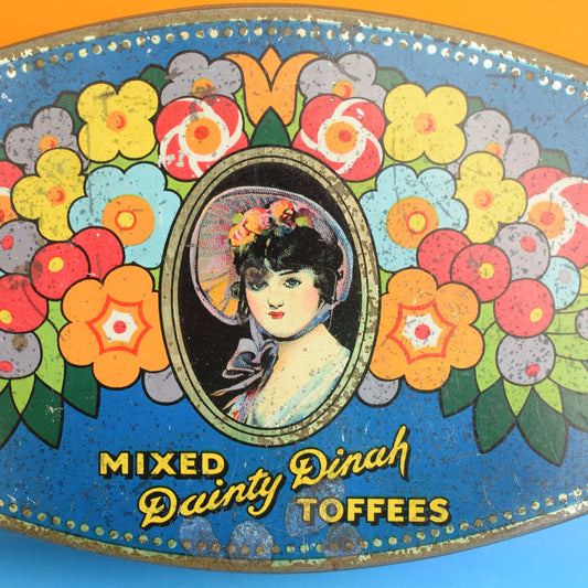 Vintage 1930s Mixed Dainty Dinah Toffee Tin - Flowers