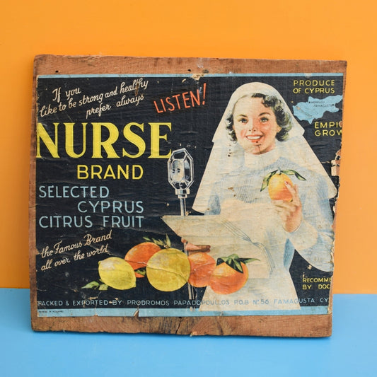 Vintage 1940s Citrus Fruit Advert - Old Wooden Fruit Crate Lid