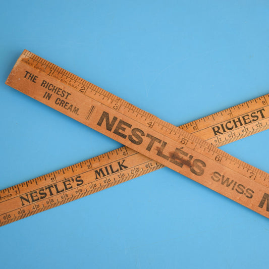 Vintage 1950s Wooden Rulers - Nestles Milk