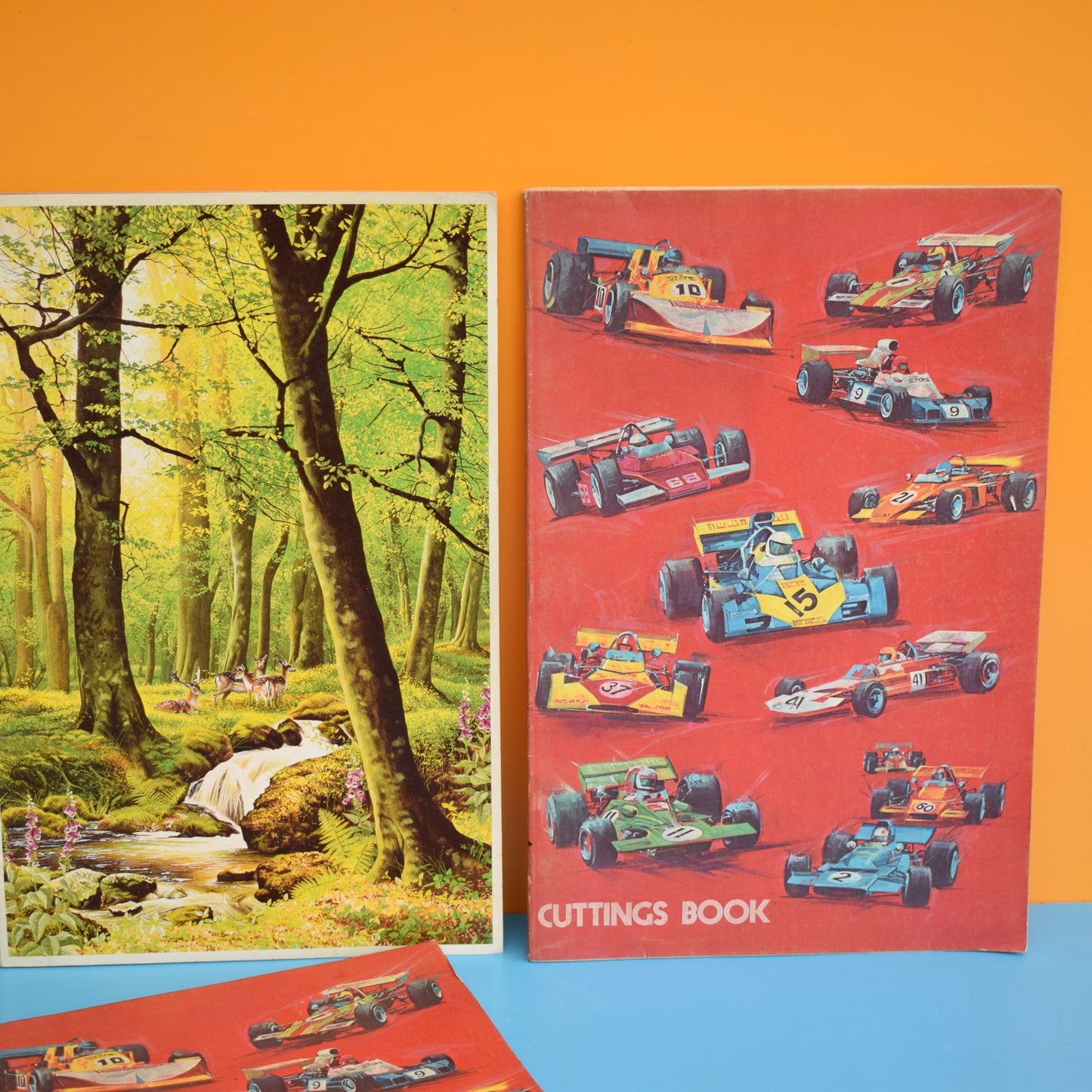 Vintage 1970s/ 1980s Scrap Books - Unused - Cars/ Forest Scene