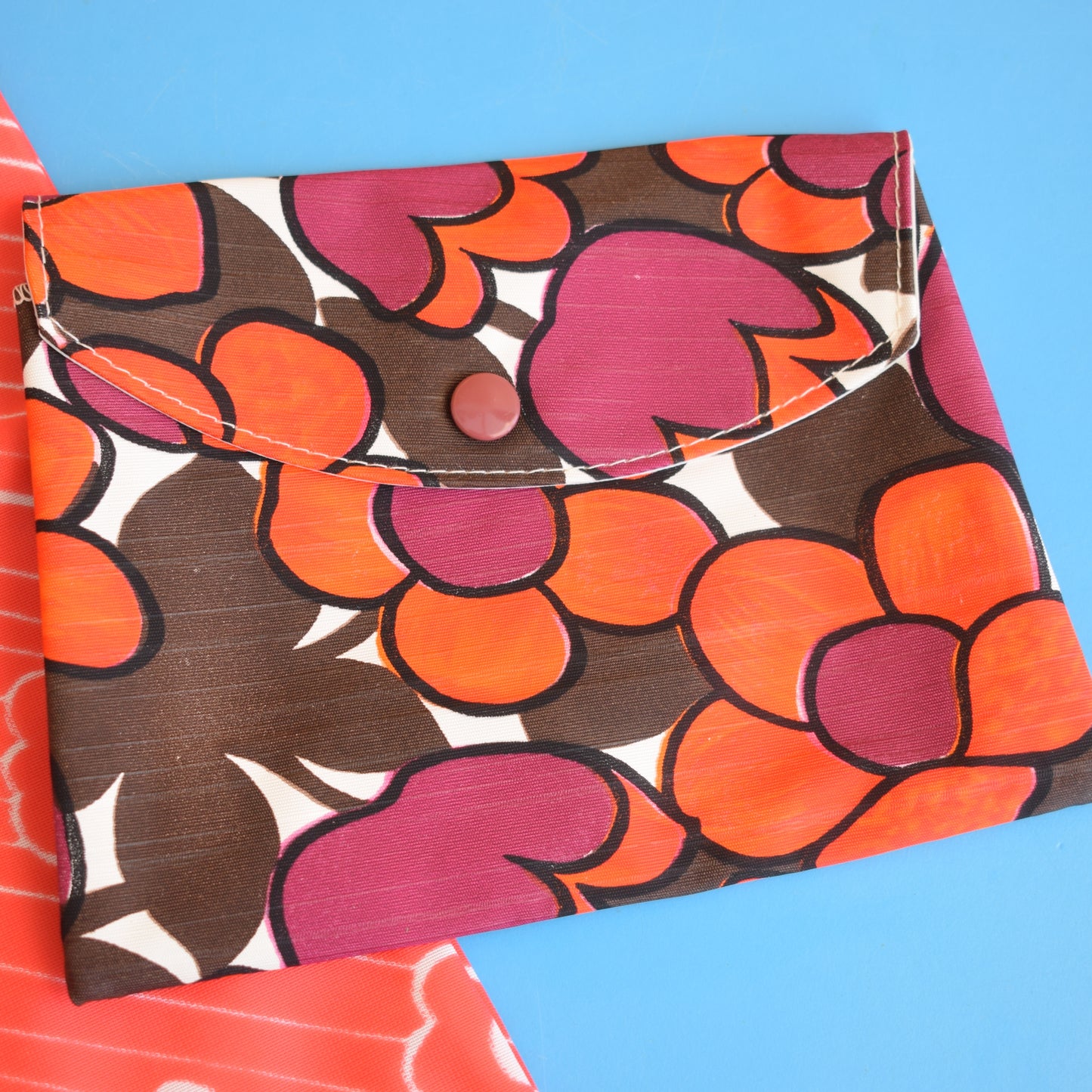 Vintage 1970s Wash Bags - Orange/ Red