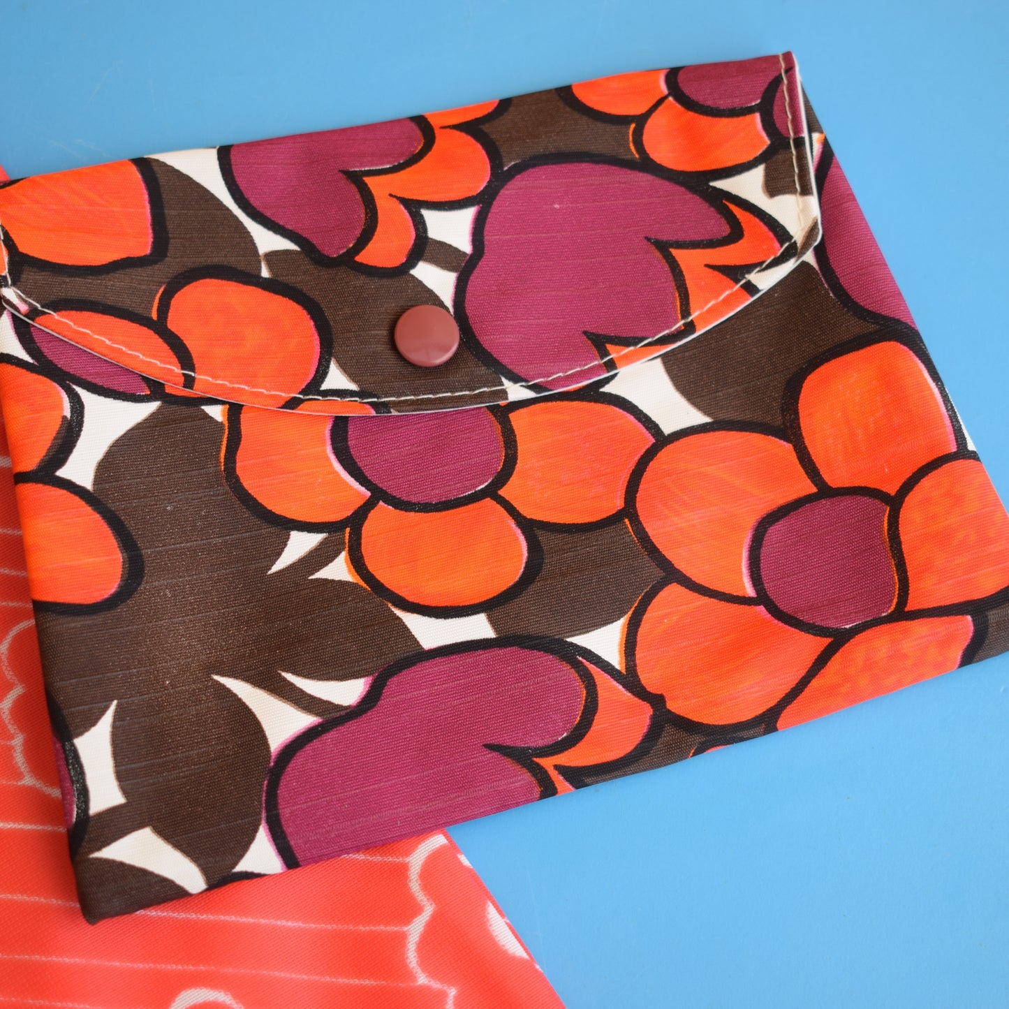 Vintage 1970s Wash Bags - Orange/ Red