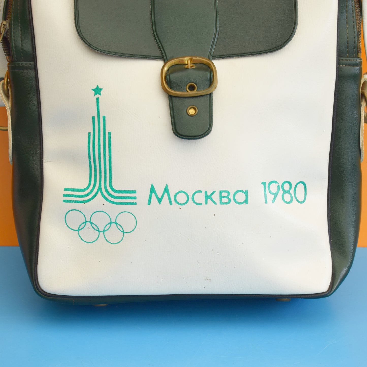 Vintage 1980s Vinyl Shoulder Bag - Moscow Olympics