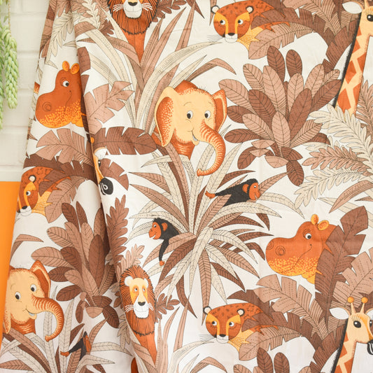 Vintage 1970s Fabric/ Bedcover - Sundour- Jungle Animals