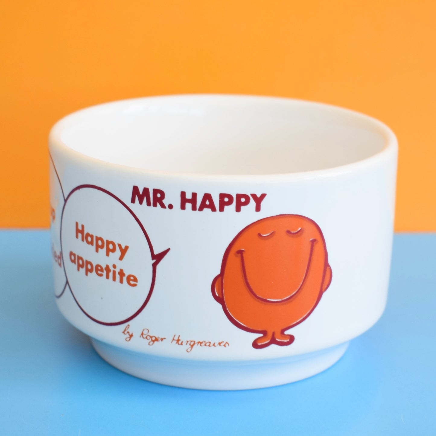 Vintage 1970s Mr Men Bowl - Mr Fussy, Mr Tickle & Mr Happy.