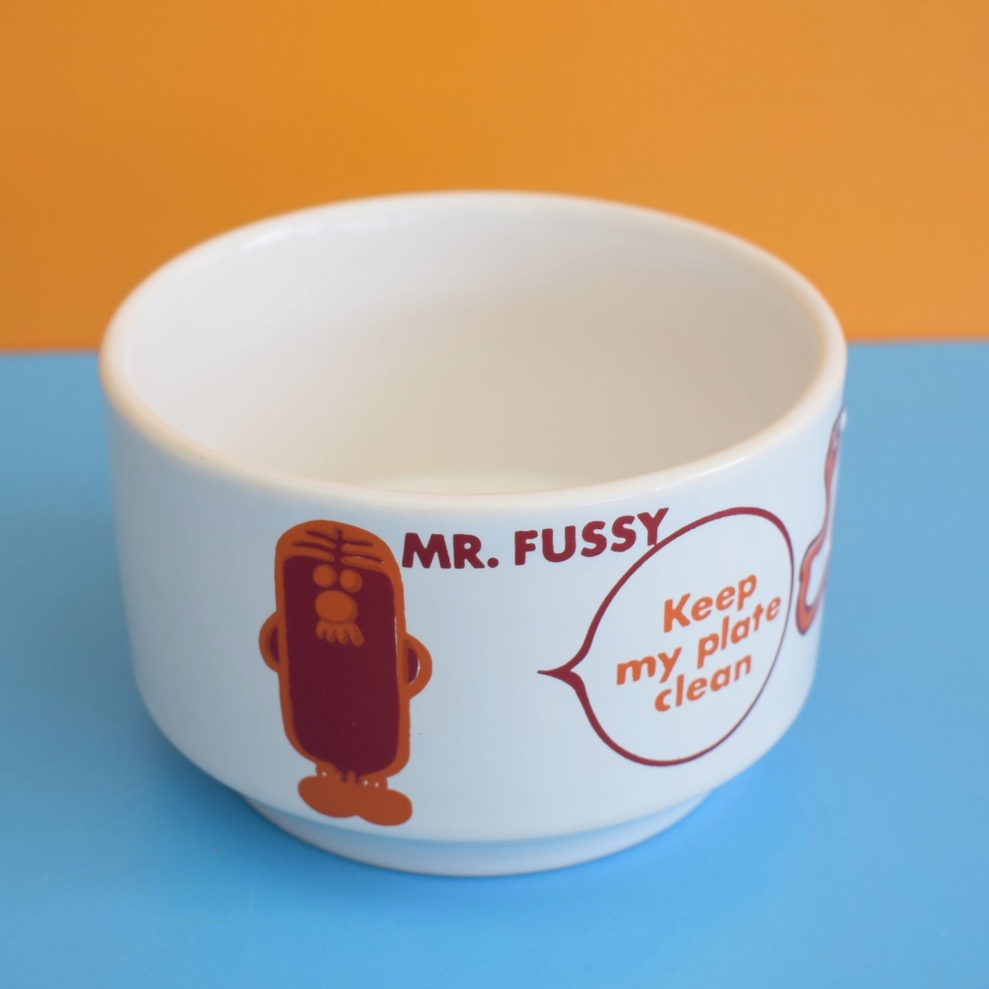 Vintage 1970s Mr Men Bowl - Mr Fussy, Mr Tickle & Mr Happy.