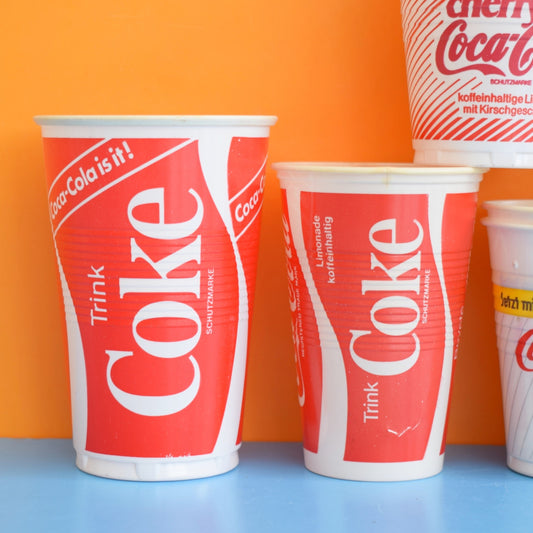 Vintage 1980s Mixed Plastic/ Paper Cups - Coke / Coca Cola