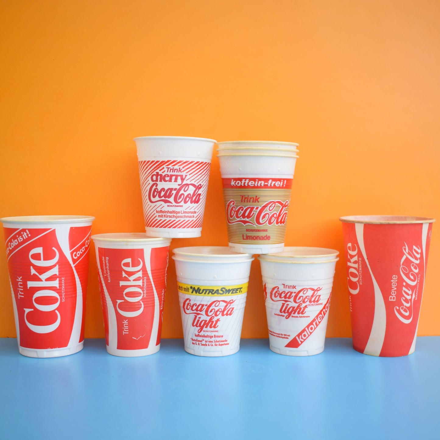 Vintage 1980s Mixed Plastic/ Paper Cups - Coke / Coca Cola