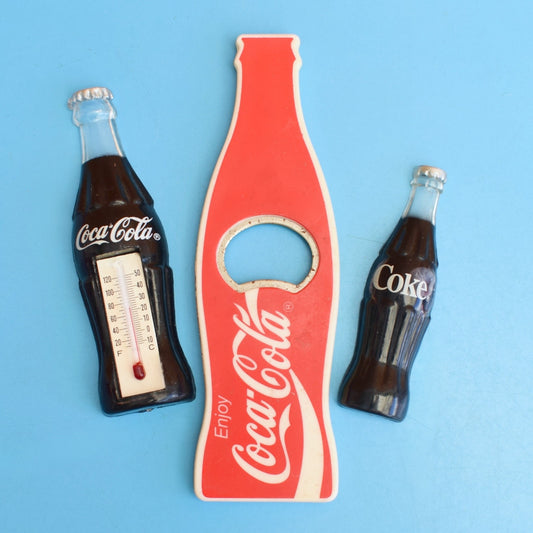 Vintage 1990s Magnetic Bottle Opener/ Thermometer - Coke / Coca Cola
