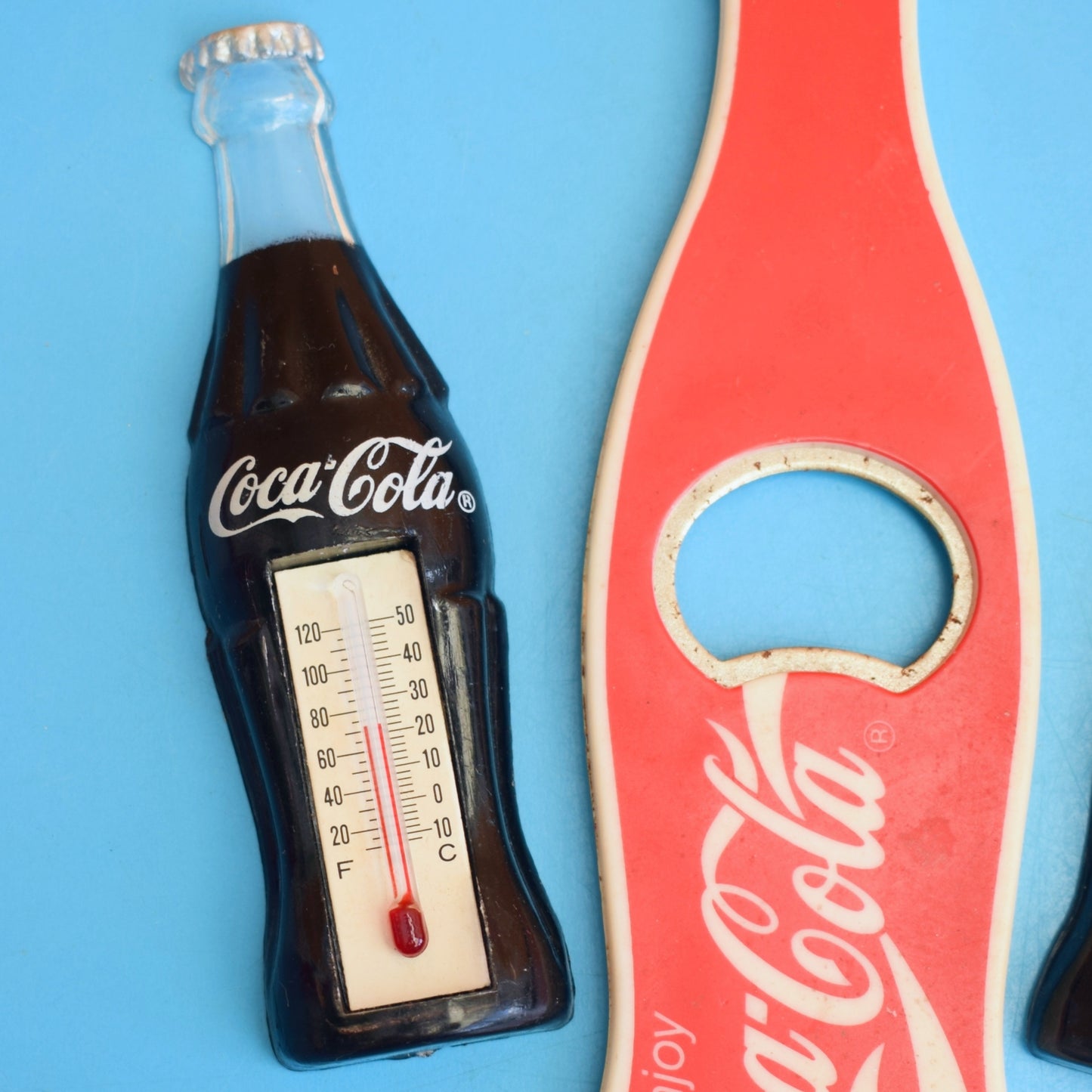 Vintage 1990s Magnetic Bottle Opener/ Thermometer - Coke / Coca Cola