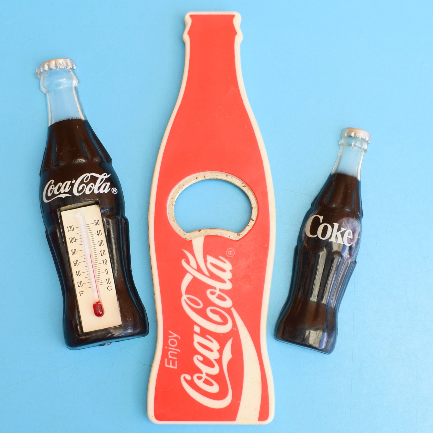 Vintage 1990s Magnetic Bottle Opener/ Thermometer - Coke / Coca Cola