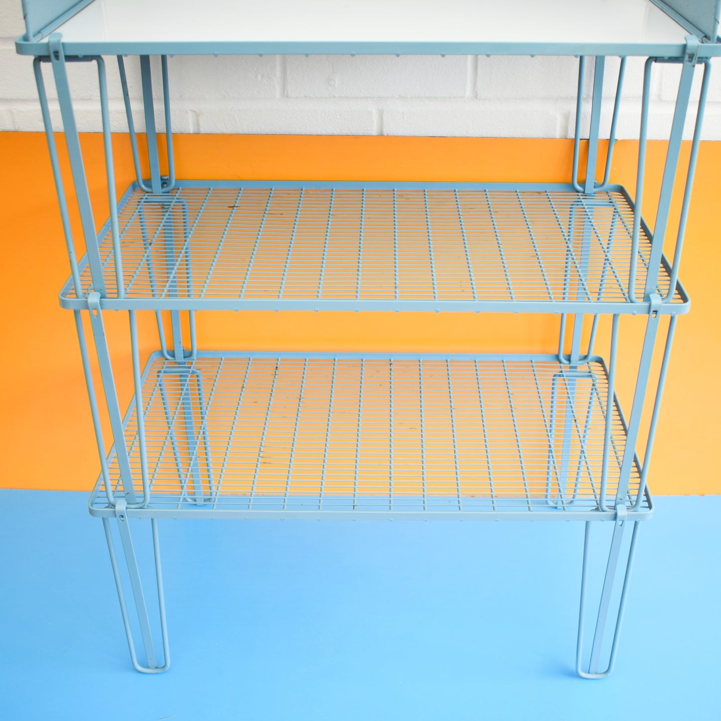 Vintage 1960s Folding Camping Tables - Duck Egg Blue - Boxed