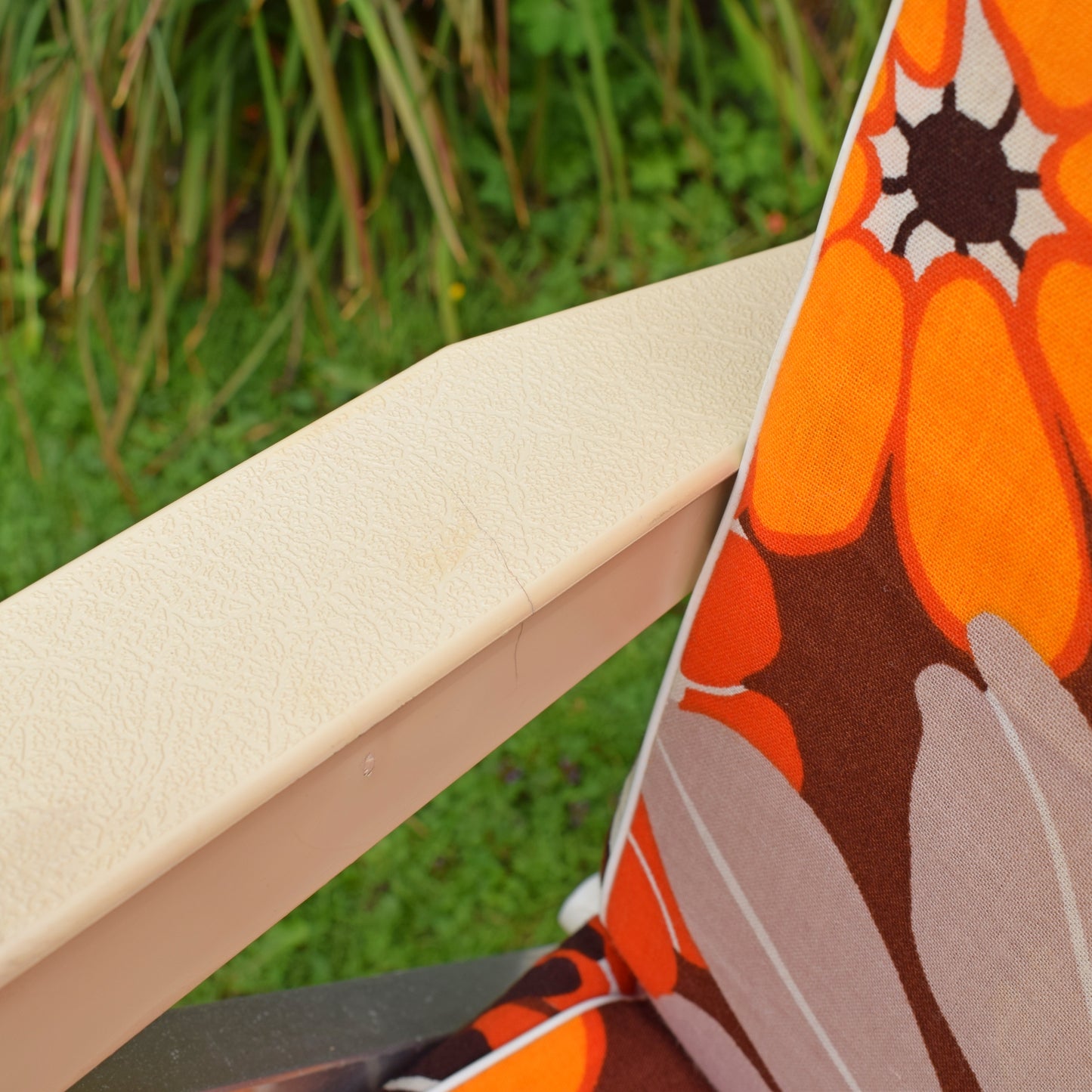 Vintage 1970s Garden Lounger - Orange Flower Power