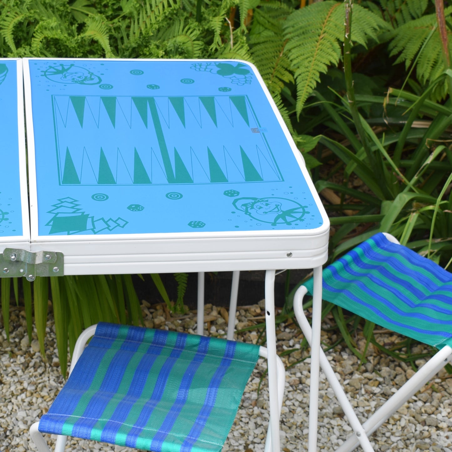 Vintage 1970s Folding Picnic / Games Table & Stools - Boxed