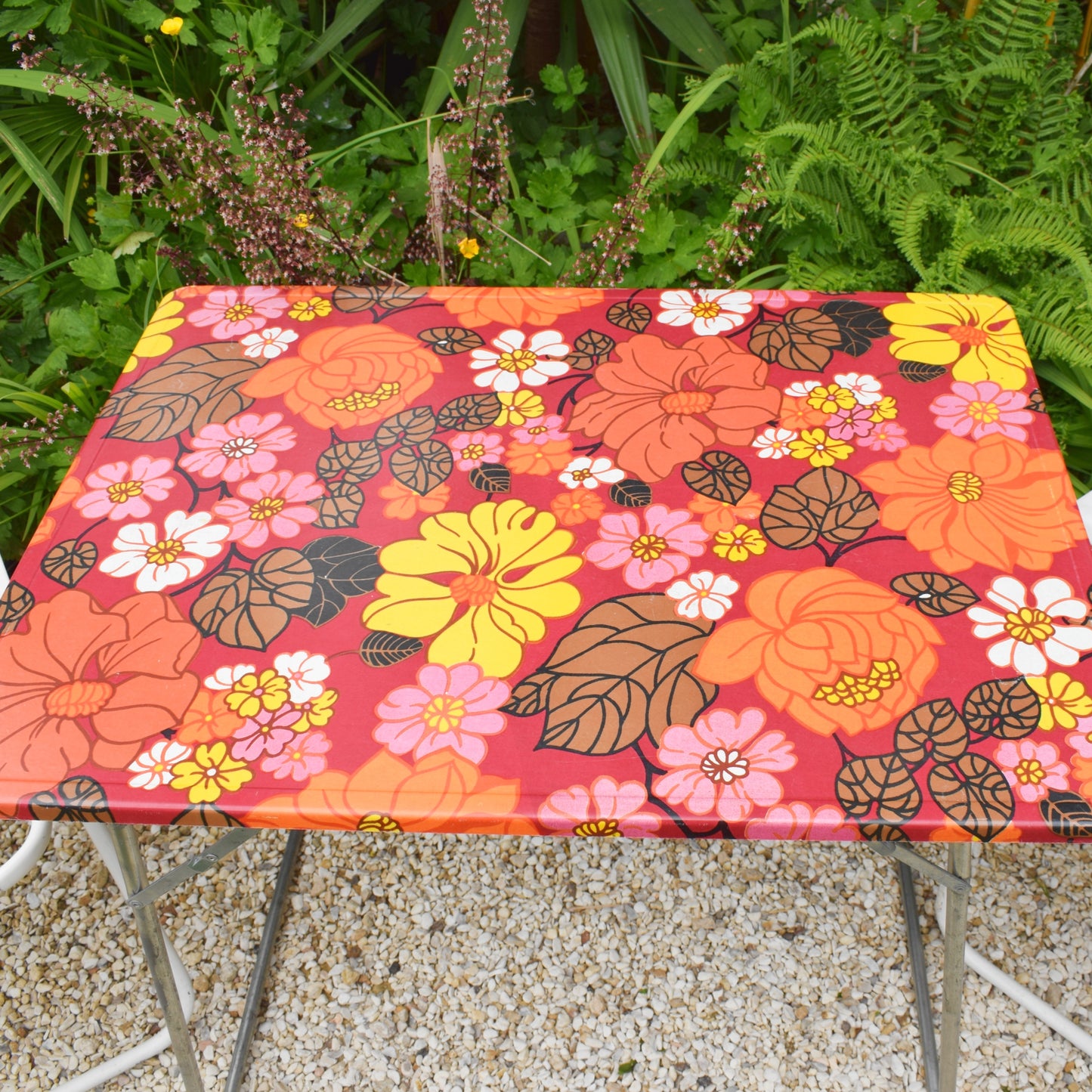 Vintage 1970s Folding Table & Chairs - Flower Power Designs