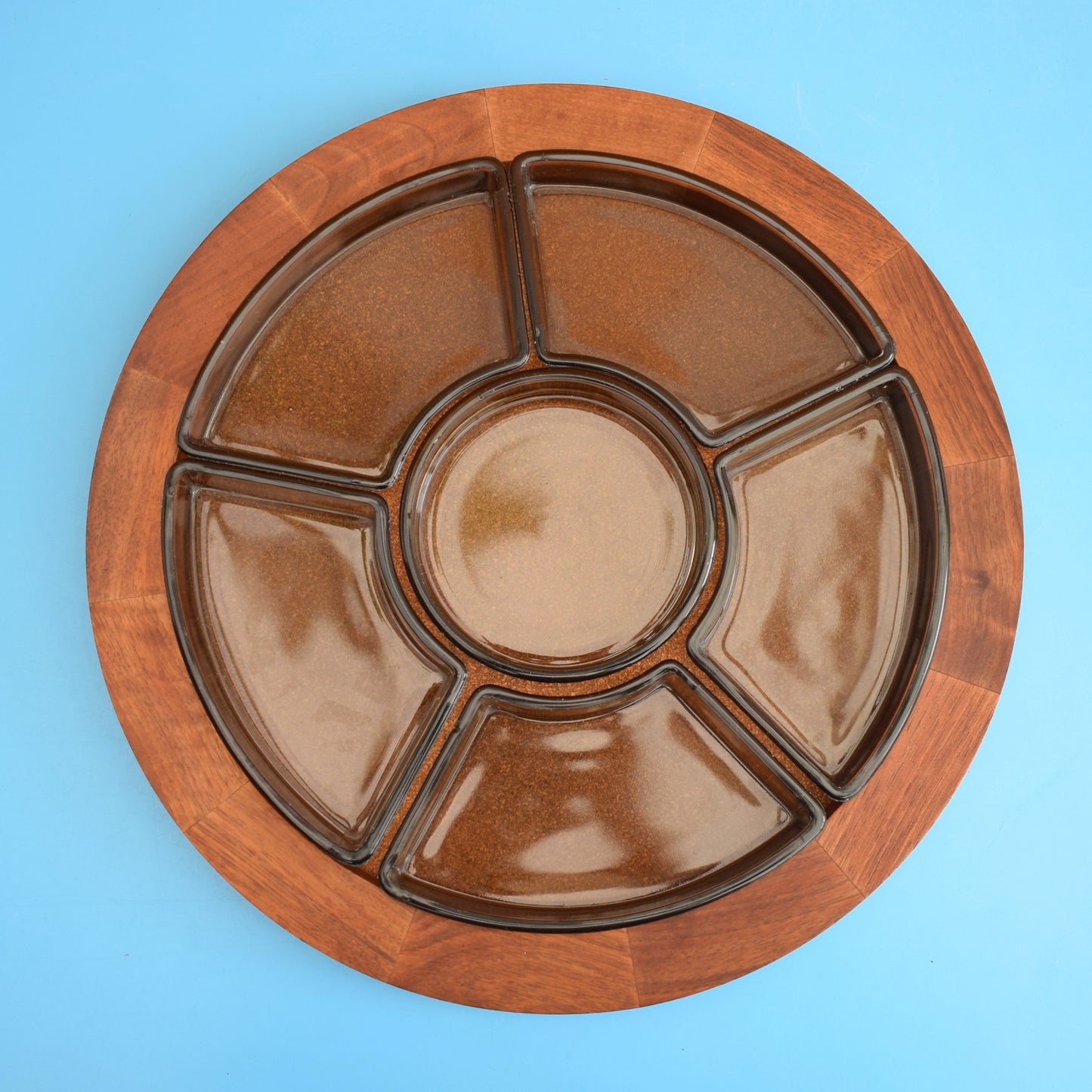 Vintage 1960s Teak / Cork - Lazy Susan