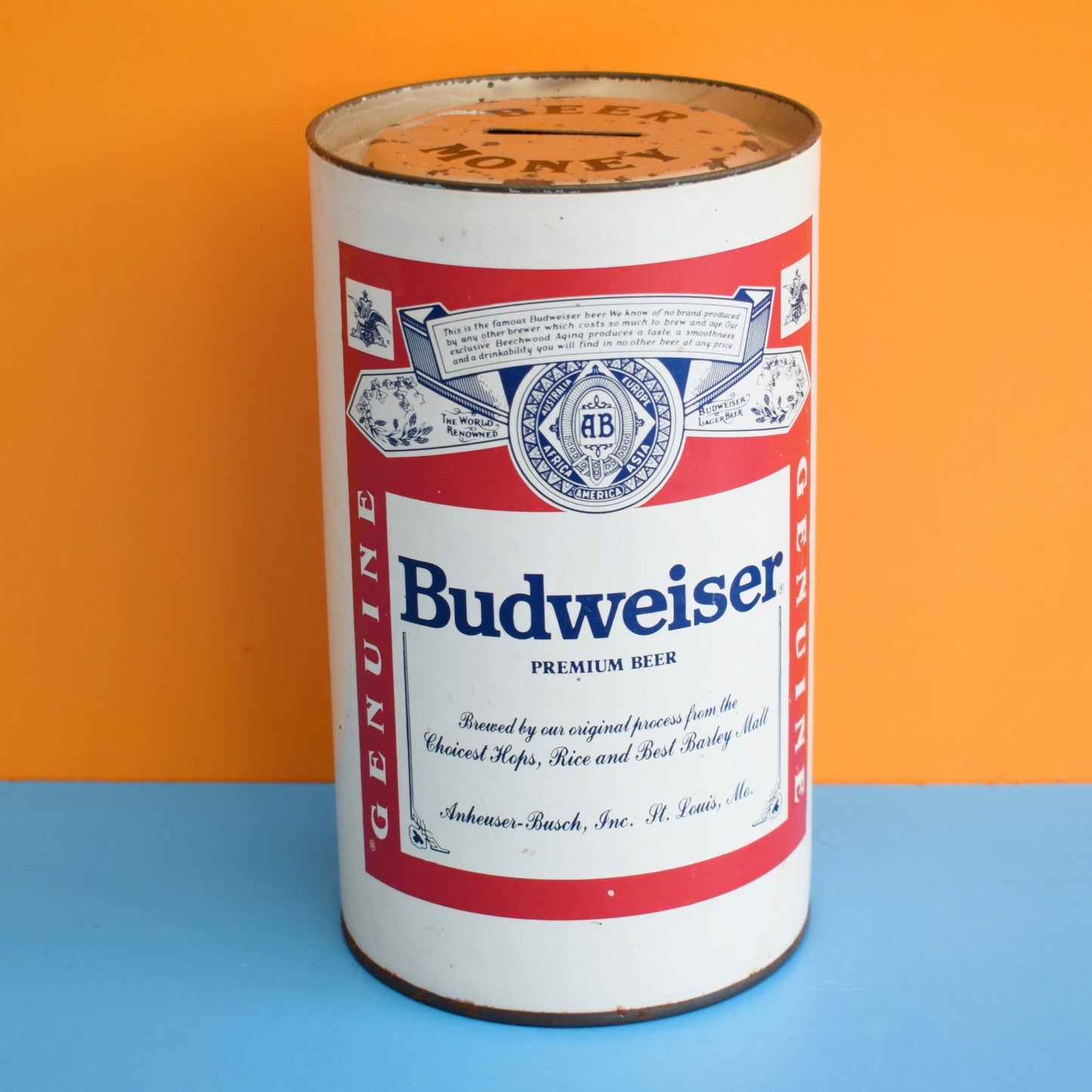 Vintage 1970s Money Bank Tin- Budweiser