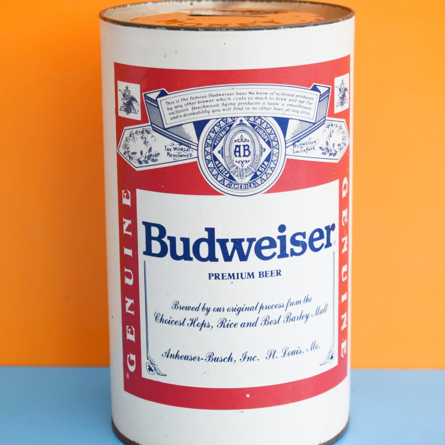 Vintage 1970s Money Bank Tin- Budweiser