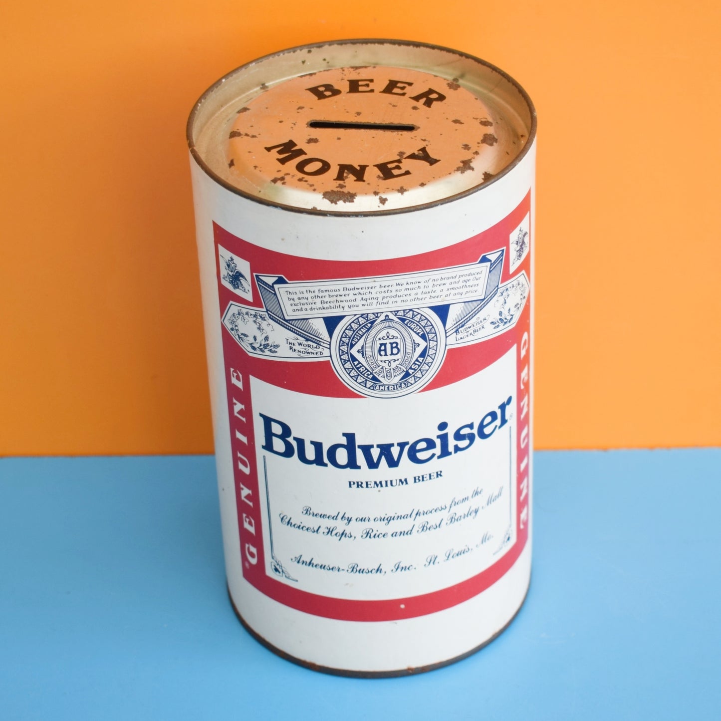 Vintage 1970s Money Bank Tin- Budweiser