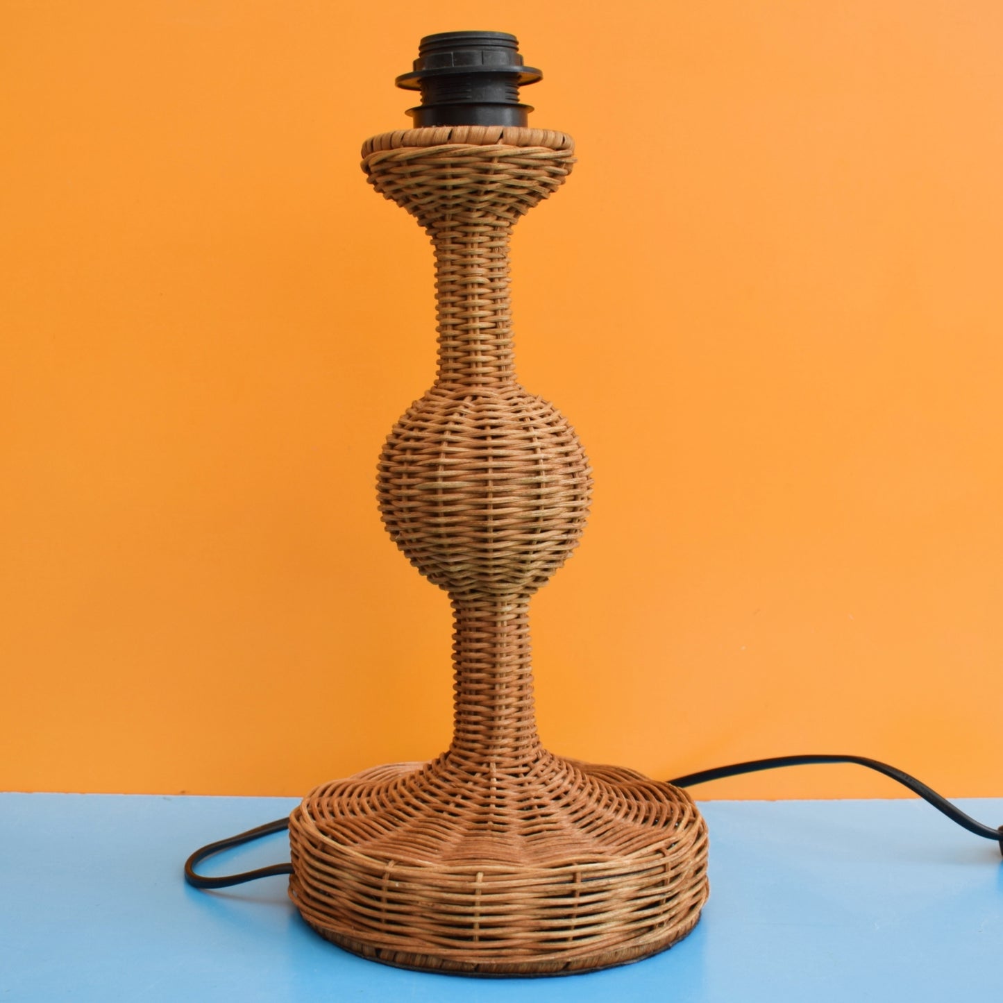 Vintage 1990s Wicker Table Lamp & Shade