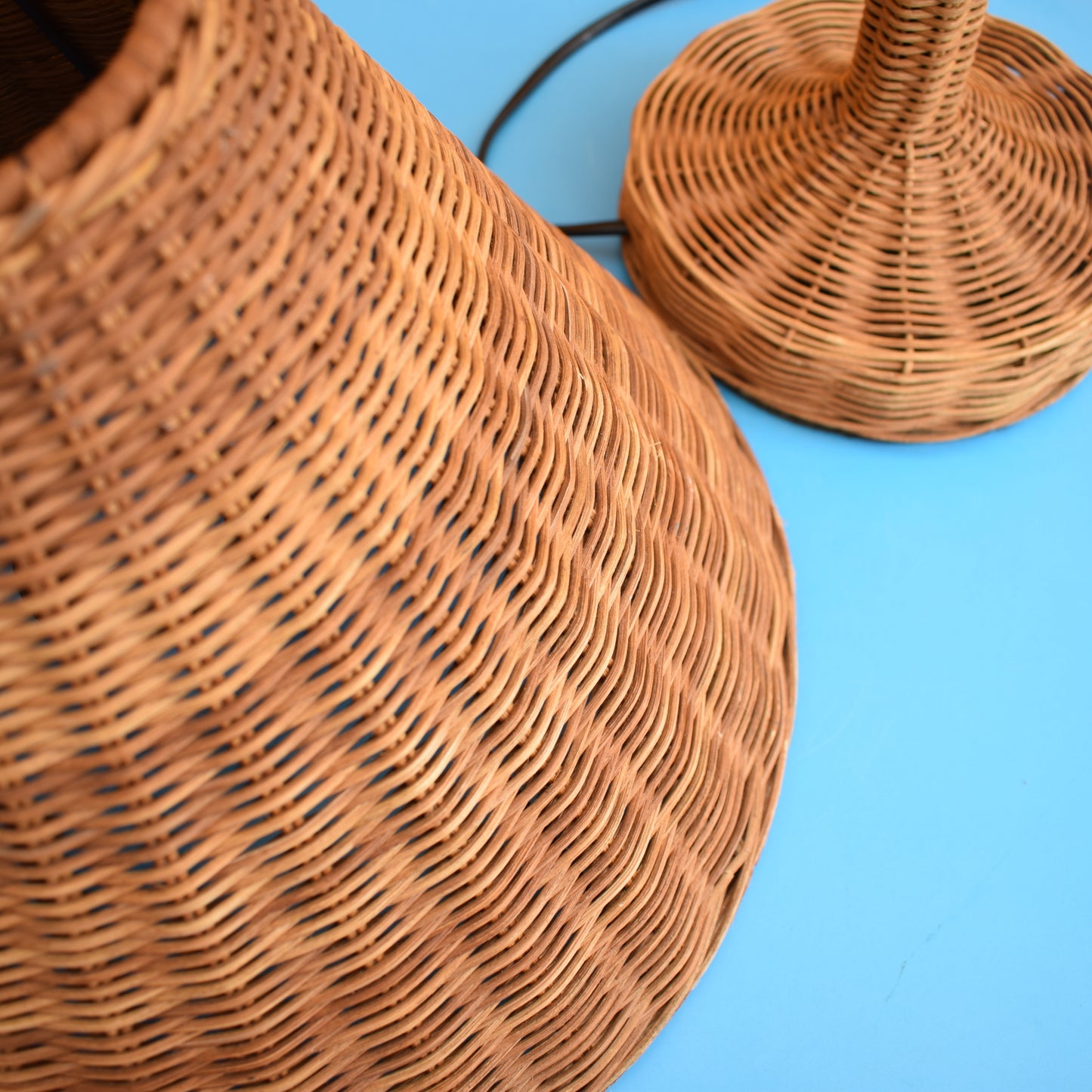 Vintage 1990s Wicker Table Lamp & Shade