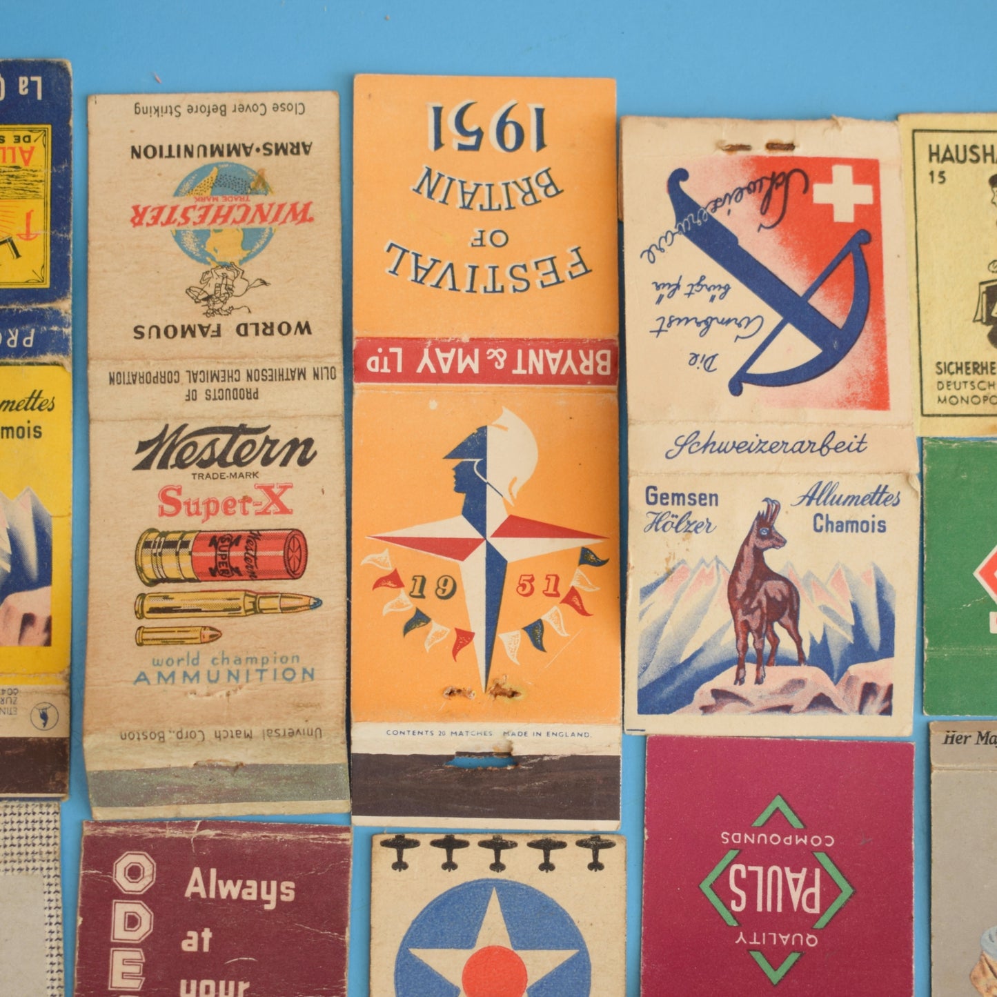 Vintage 1940s Matchboxes / Matchbook Covers - Amazing Designs