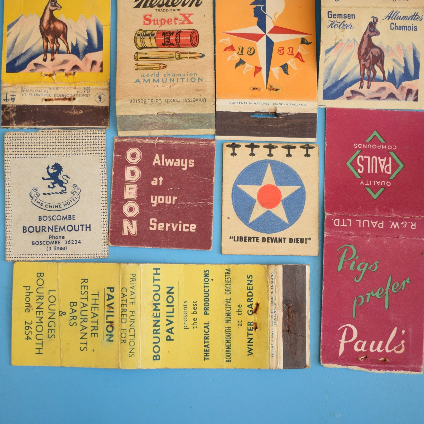 Vintage 1940s Matchboxes / Matchbook Covers - Amazing Designs