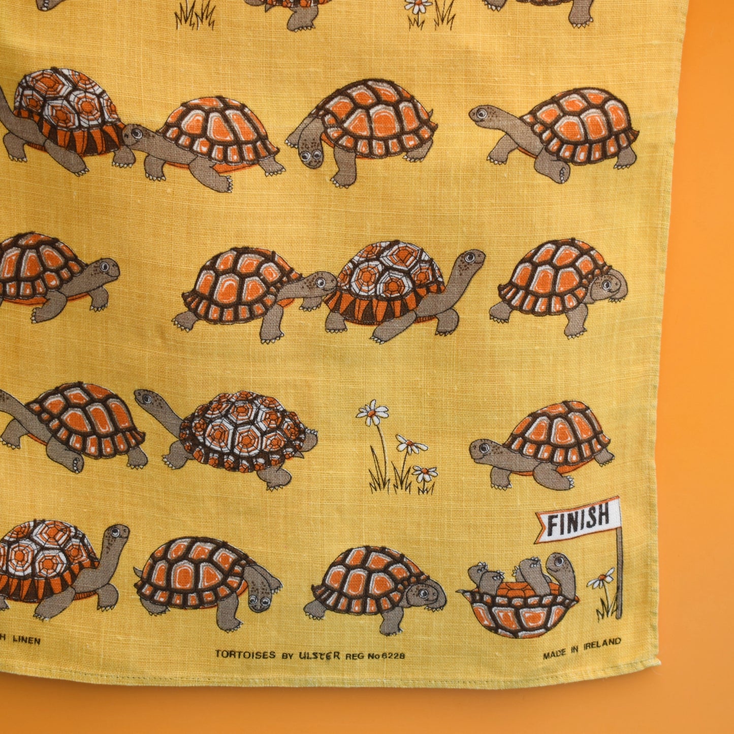 Vintage 1980s Tea Towel - Tortoises