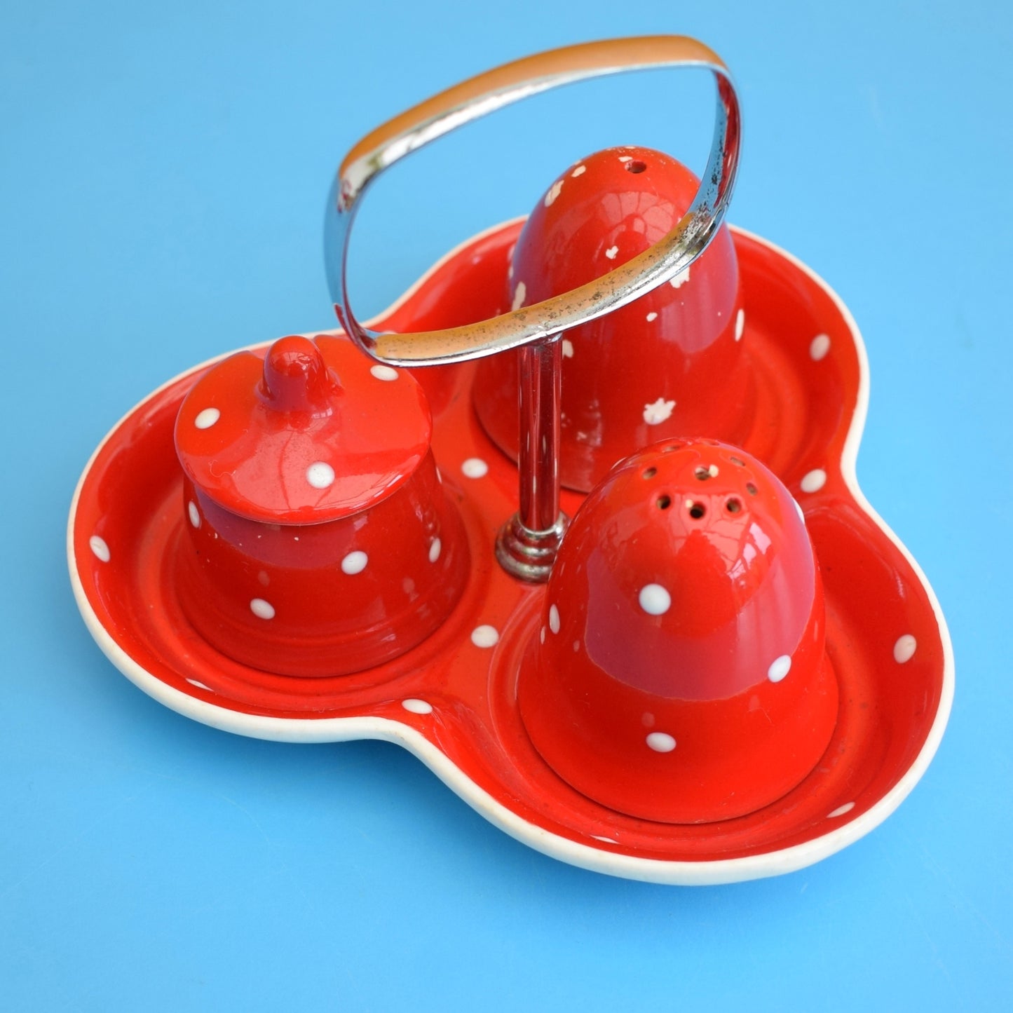 Vintage 1950s Midwinter Spotty Domino Cruet Set