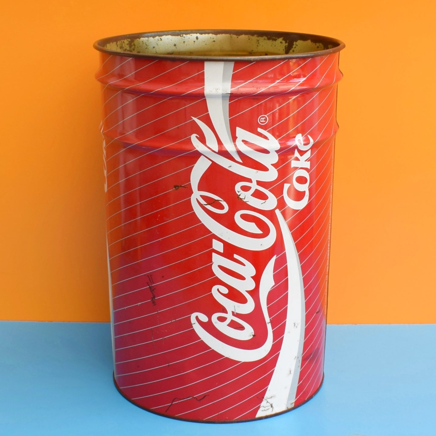 Vintage 1990s Large Metal Bin - Coke