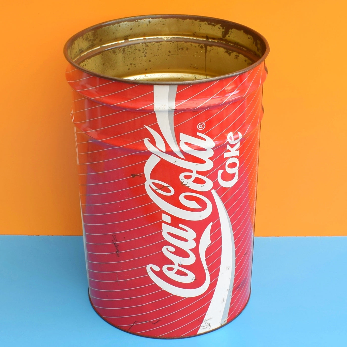 Vintage 1990s Large Metal Bin - Coke