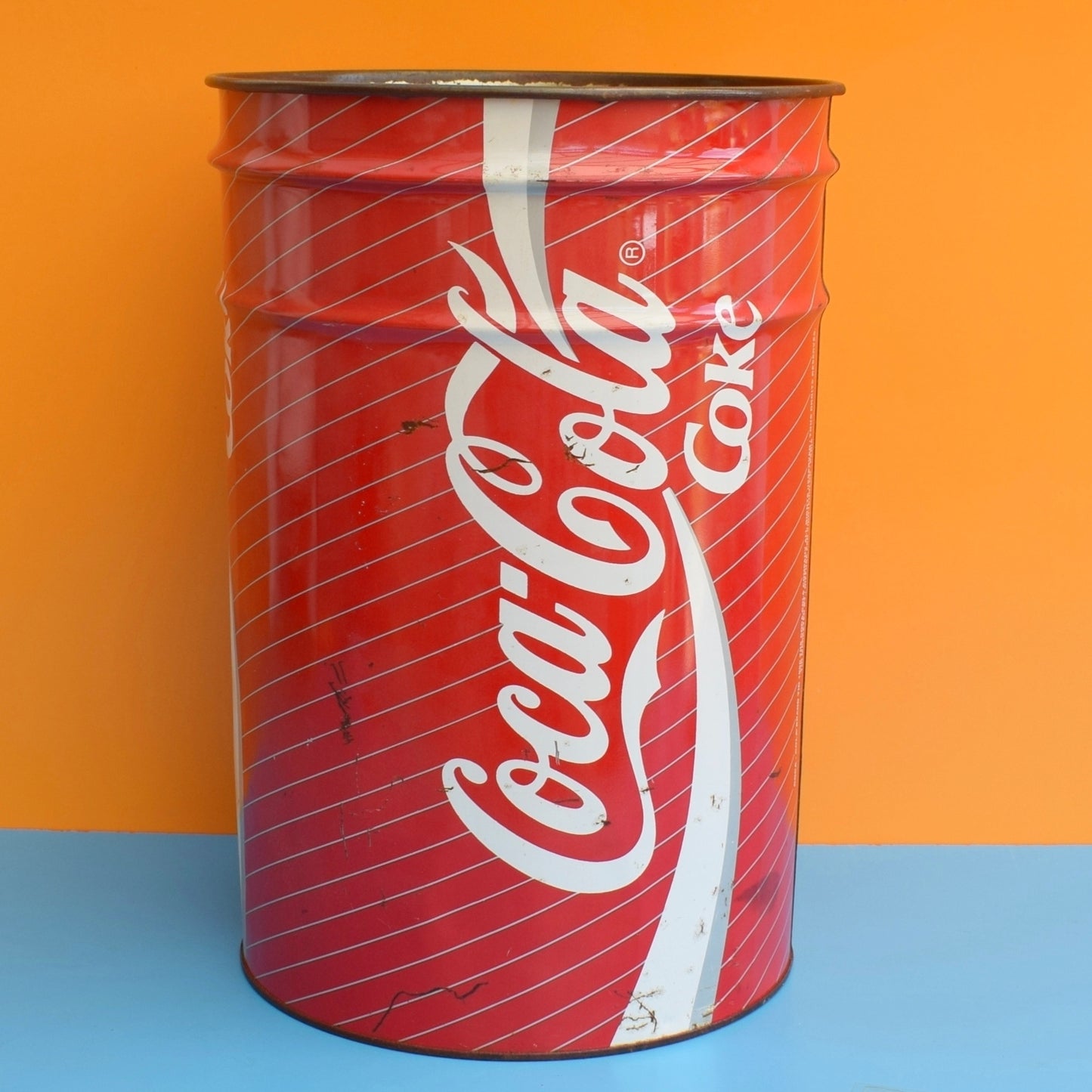 Vintage 1990s Large Metal Bin - Coke