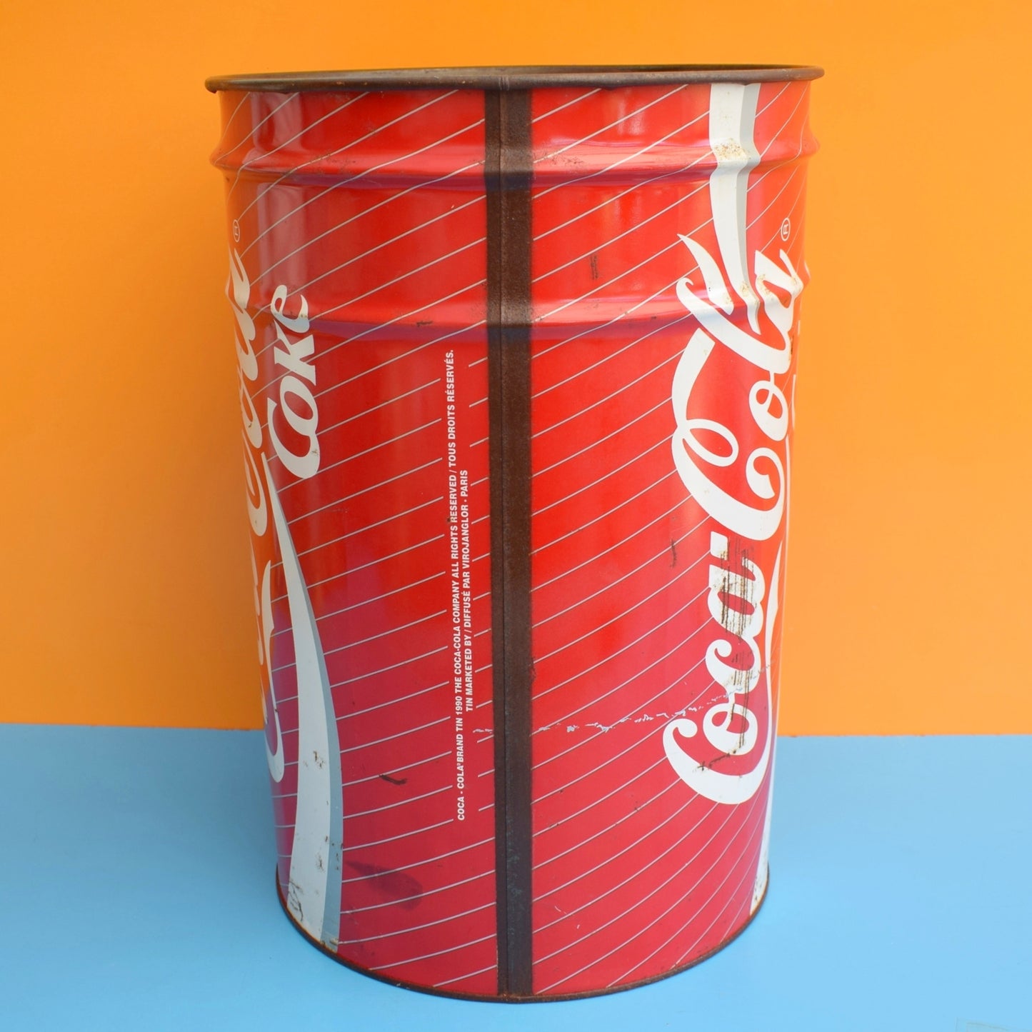 Vintage 1990s Large Metal Bin - Coke