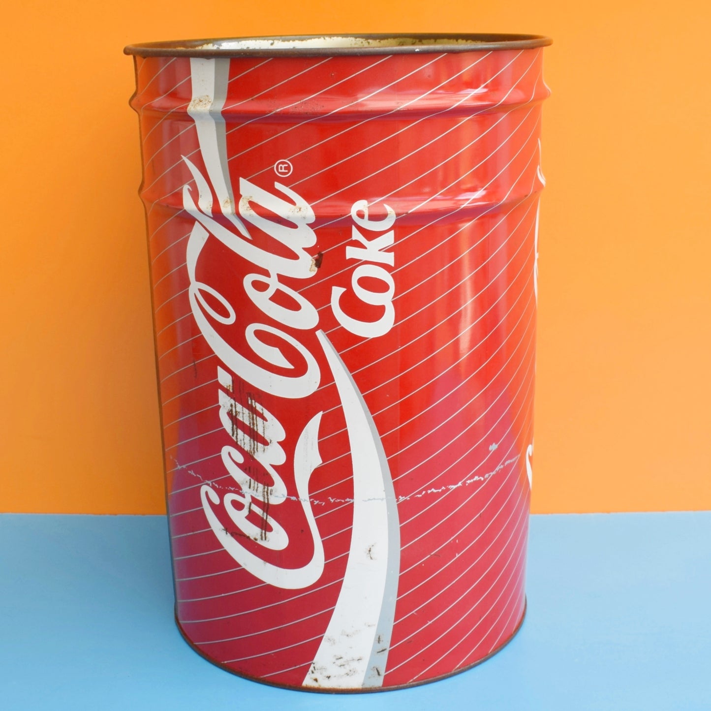 Vintage 1990s Large Metal Bin - Coke