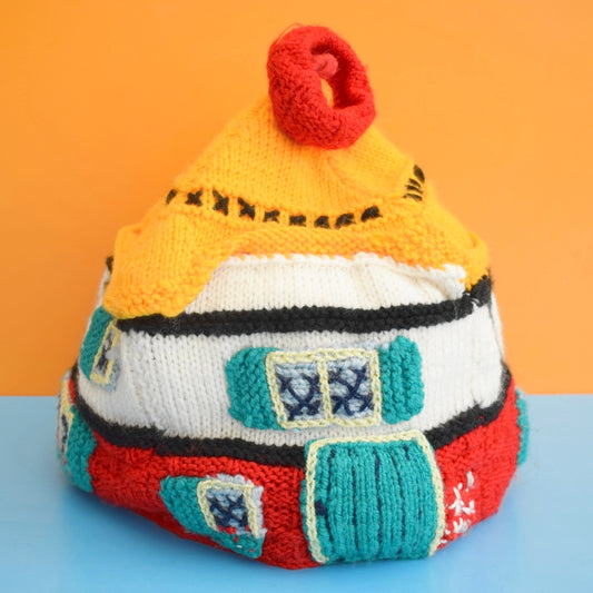 Vintage 1960s Knitted Cottage Tea Cosy