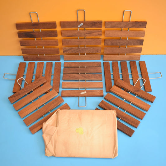 Vintage 1960s Teak / Stainless Steel Placemats - Danish