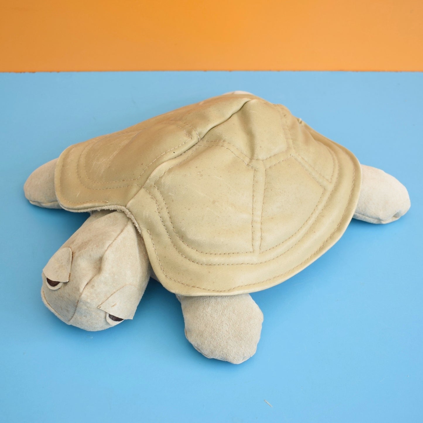 Vintage 1970s Door Stop - Suede & Leather Turtle