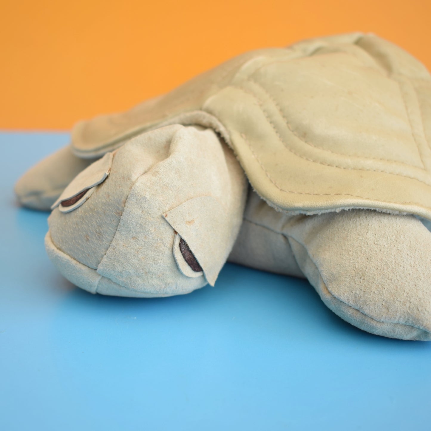 Vintage 1970s Door Stop - Suede & Leather Turtle